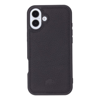 iPhone 16 Plus Leather Wallet Case - Tudor 2 - in - 1 Tri - Fold Folio, Pebble Black - BlackBrook Case
