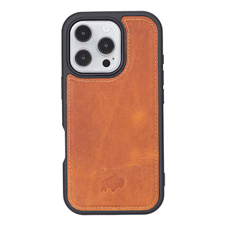 iPhone 16 Pro Leather Wallet Case - Tudor 2 - in - 1 Tri - Fold Folio, Golden Brown - BlackBrook Case
