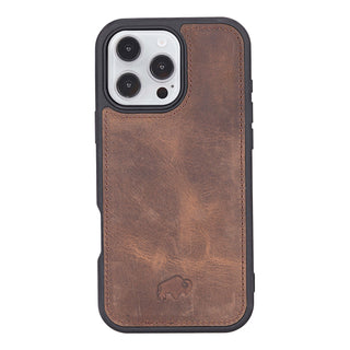 Tudor Tri-Fold Leather Wallet Case – iPhone 16 Pro Max, Distressed Coffee - BlackBrook Case