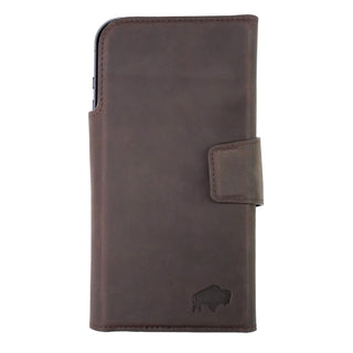 Tudor Tri - Fold Leather Wallet Case iPhone 17 Pro, Distressed Coffee - BlackBrook Case