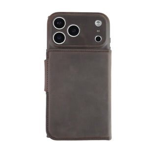 Tudor Tri - Fold Leather Wallet Case iPhone 17 Pro, Distressed Coffee - BlackBrook Case