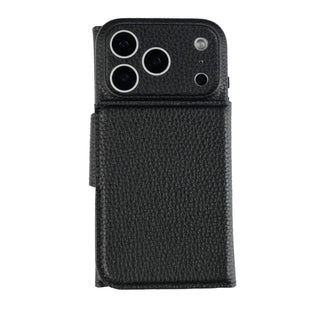 Tudor Tri - Fold Leather Wallet Case iPhone 17 Pro, Pebble Black - BlackBrook Case