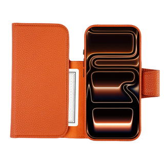 Tudor Tri - Fold Leather Wallet Case iPhone 17 Pro, Pebble Orange - BlackBrook Case