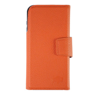Tudor Tri - Fold Leather Wallet Case iPhone 17 Pro, Pebble Orange - BlackBrook Case