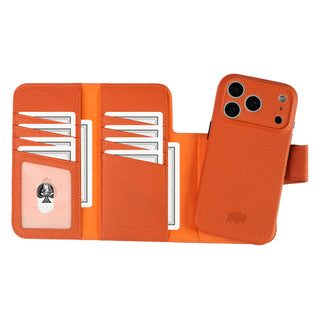 Tudor Tri - Fold Leather Wallet Case iPhone 17 Pro, Pebble Orange - BlackBrook Case