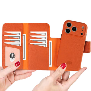 Tudor Tri - Fold Leather Wallet Case iPhone 17 Pro, Pebble Orange - BlackBrook Case