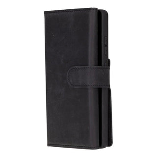 Samsung S25 Ultra Leather Wallet Case, Tudor 2 - in - 1 Tri - Fold Folio, Black - BlackBrook Case