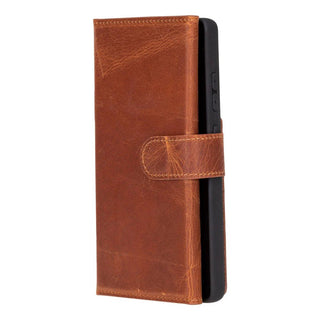 Samsung S25 Ultra Leather Wallet Case, Tudor 2 - in - 1 Tri - Fold Folio, Moccasin - BlackBrook Case