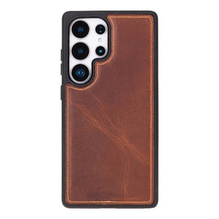 Samsung S25 Ultra Leather Wallet Case, Tudor 2 - in - 1 Tri - Fold Folio, Moccasin - BlackBrook Case