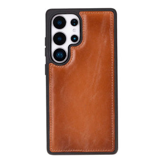 Samsung S25 Ultra Leather Wallet Case, Tudor 2 - in - 1 Tri - Fold Folio, Rustic Tan - BlackBrook Case