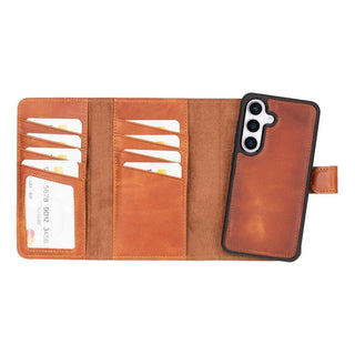 Tudor Trifold Leather Samsung S25 Wallet Case, Moccasin - BlackBrook Case