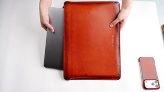 Full-Grain Leather MacBook Sleeve 15/16 inch in Burnished Tan