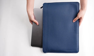 Full-Grain Leather MacBook Sleeve 15/16 inch in Pebble Blue