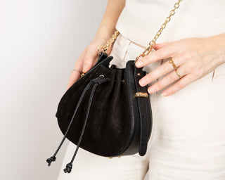 Valentina Suede Leather Women's Bag, Black - UnBranded