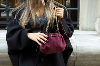 Valentina Suede Leather Women's Bag, Burgundy - UnBranded