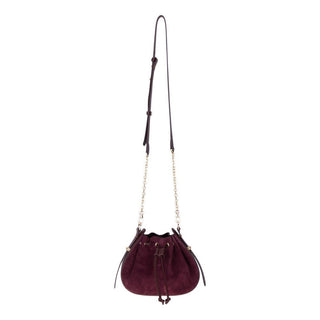 Valentina Suede Leather Women's Bag, Burgundy - UnBranded