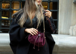 Valentina Suede Leather Women's Bag, Burgundy - UnBranded