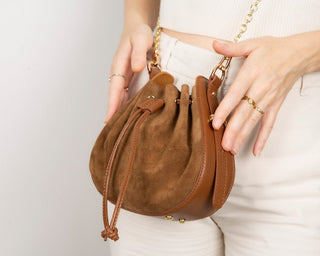 Valentina Suede Leather Women's Bag, Tan - UnBranded