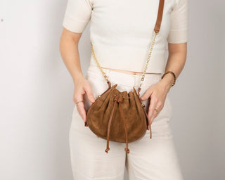 Valentina Suede Leather Women's Bag, Tan - UnBranded