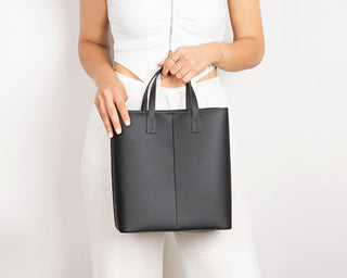 Valley Leather Tote Bag, Black - UnBranded