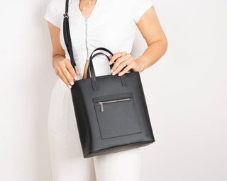 Valley Leather Tote Bag, Black - UnBranded
