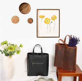 Valley Leather Tote Bag, Black - UnBranded