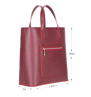 Valley Leather Tote Bag, Bordeaux - UnBranded