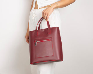 Valley Leather Tote Bag, Bordeaux - UnBranded