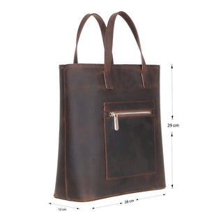 Valley Leather Tote Bag, Coffee - UnBranded