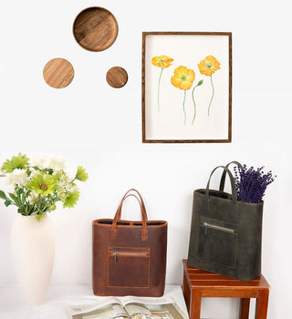 Valley Leather Tote Bag, Coffee - UnBranded