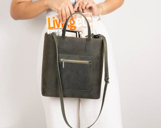 Valley Leather Tote Bag, Cypress - UnBranded