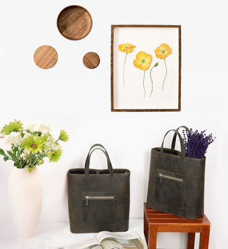 Valley Leather Tote Bag, Cypress - UnBranded
