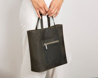 Valley Leather Tote Bag, Cypress - UnBranded