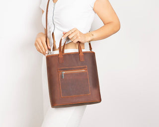 Valley Leather Tote Bag, Saddle Brown - UnBranded