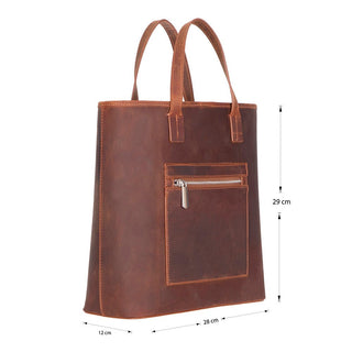 Valley Leather Tote Bag, Saddle Brown - UnBranded