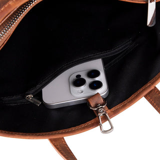 Valley Leather Tote Bag, Saddle Brown - UnBranded