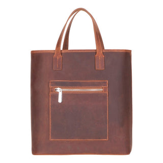 Valley Leather Tote Bag, Saddle Brown - UnBranded