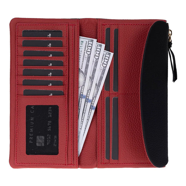 Vellure Leather Women's Clutch, Large, Black / Red