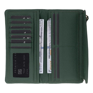 Vellure Leather Women's Clutch, Large, Emerald Green - BlackBrook Case