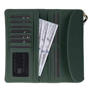 Vellure Leather Women's Clutch, Large, Emerald Green - BlackBrook Case