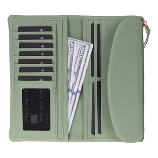 Vellure Leather Women's Clutch, Large, Matcha Green - BlackBrook Case