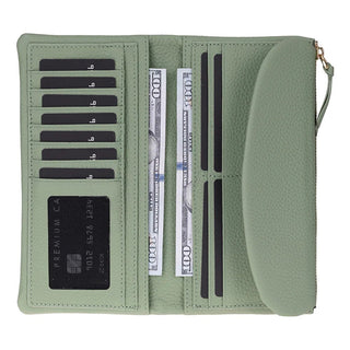 Vellure Leather Women's Clutch, Large, Matcha Green - BlackBrook Case