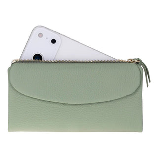 Vellure Leather Women's Clutch, Large, Matcha Green - BlackBrook Case