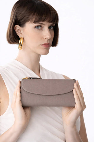 Vellure Leather Women's Clutch, Large, Mink - BlackBrook Case