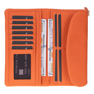 Vellure Leather Women's Clutch, Large, Orange - BlackBrook Case
