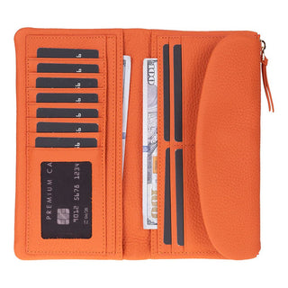 Vellure Leather Women's Clutch, Large, Orange - BlackBrook Case