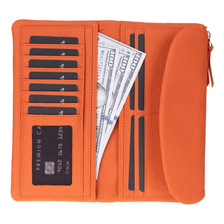 Vellure Leather Women's Clutch, Large, Orange - BlackBrook Case