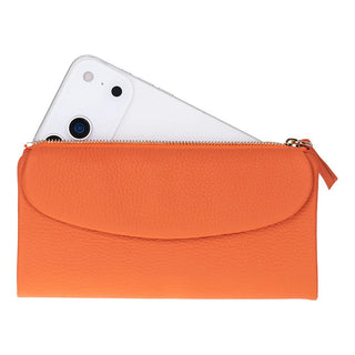 Vellure Leather Women's Clutch, Large, Orange - BlackBrook Case