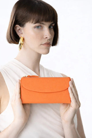Vellure Leather Women's Clutch, Large, Orange - BlackBrook Case