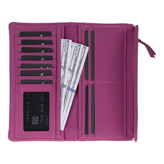 Vellure Leather Women's Clutch, Large, Purple - BlackBrook Case